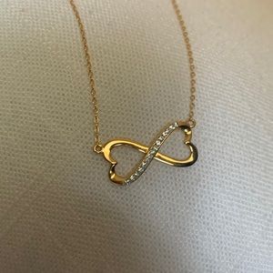 Infinity Sign with Hearts Gold Necklace